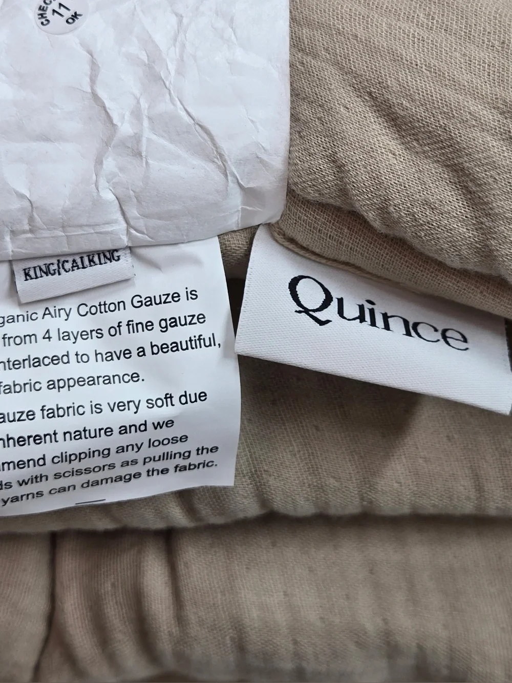 NWT QUINCE Organic Cotton Gauze Dream Quilt King/Cal King Dune 1085